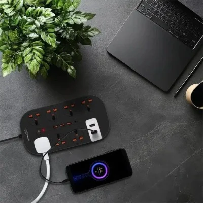 Porodo Blue 8 Ac Power Strip - Black